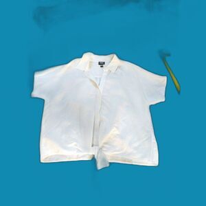 INC International Concepts White Blouse Medium | NWT Coastal Minimalist Top